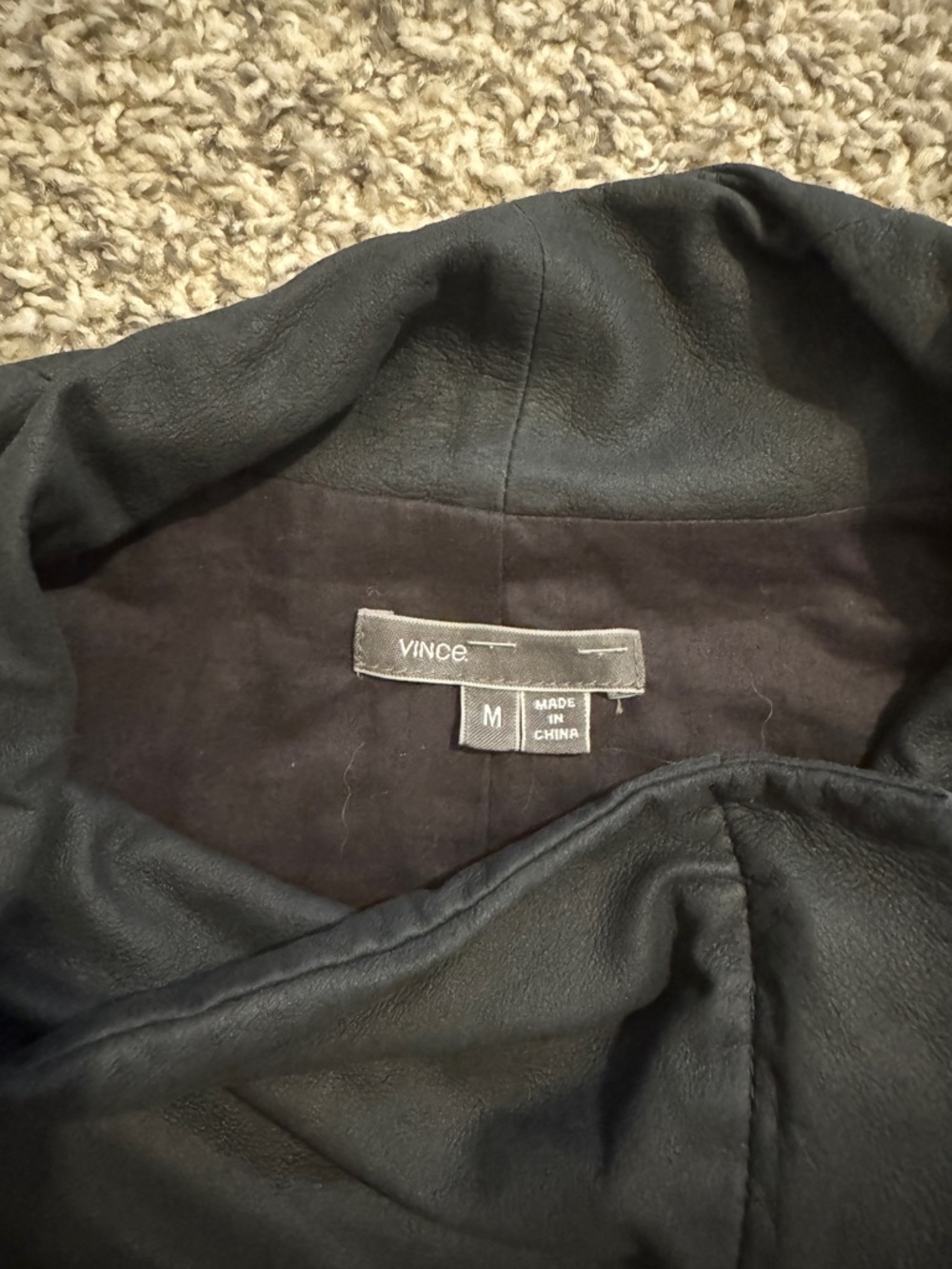 Vince Black Asymmetric Panel Leather Jacket - Picture 2 of 2